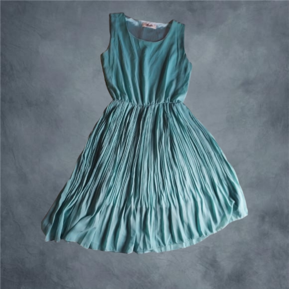 Ruidiya dress pleated skirt blue